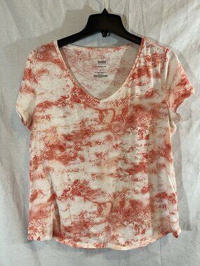 Sonoma Women’s Large Pink Paisley Print V-Neck Everyday Tee